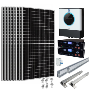 Kit Solar Off-Grid 8000W / 48V Lefman con 2 Baterías de Litio y Paneles Bifaciales